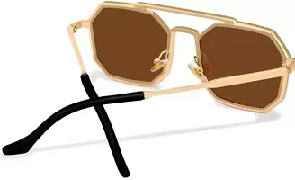 Red Monk Brown Metal Retro Square Sunglasses For Men-thumb1