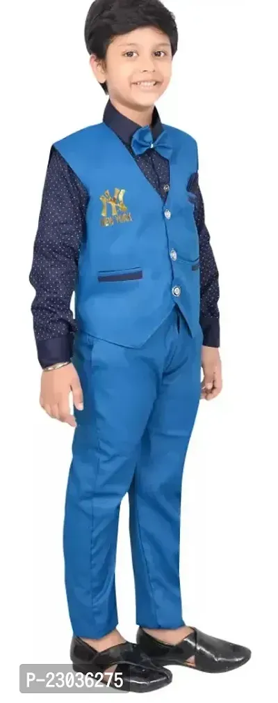 Boys Festive and Party Shirt Waistcoat and Pant Set Blue-thumb0