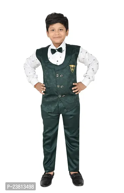 Fabulous Green Cotton Solid Shirts with Jeans For Boys