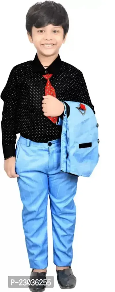 Boys Festive and Party Shirt Waistcoat and Pant Set Multicolor