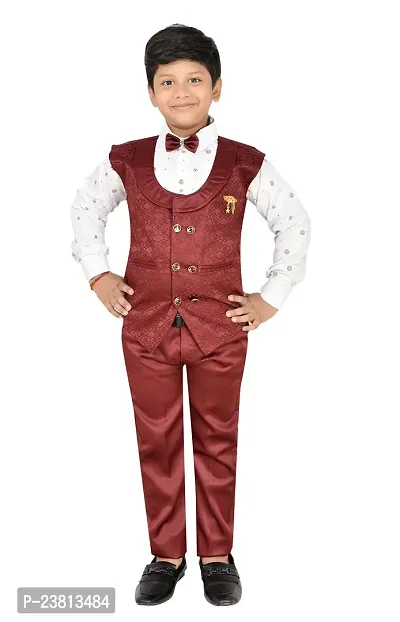 Fabulous Red Cotton Solid Shirts with Jeans For Boys
