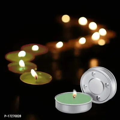 Casa Chic Parrafin Wax Candles Tea Light, Unscented (100 Pcs, Green)-thumb2
