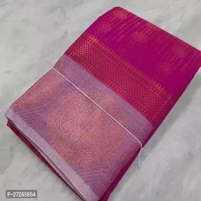 Stylish Brocade Pink Woven Design Saree with Blouse piece For Women