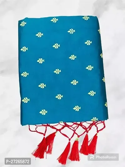 Stylish Cotton Blue Woven Design Saree with Blouse piece For Women