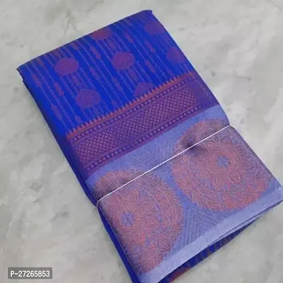 Stylish Brocade Blue Woven Design Saree with Blouse piece For Women-thumb0