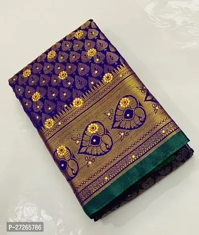 Stylish Brocade Purple Woven Design Saree with Blouse piece For Women