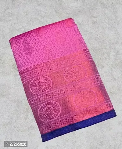 Stylish Brocade Pink Woven Design Saree with Blouse piece For Women