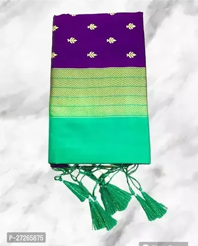Stylish Cotton Purple Woven Design Saree with Blouse piece For Women