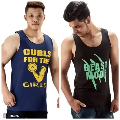 Men Sleeve less Printed Gym Vest-thumb0