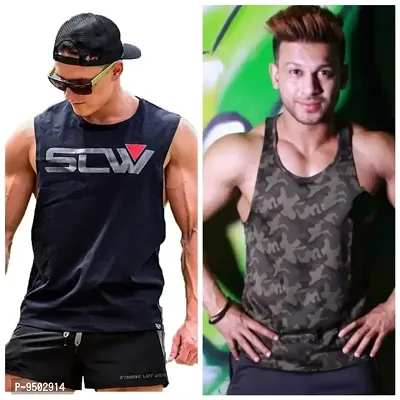 Men Sleeve less Printed Gym Vest