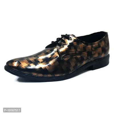 Stylish Golden Patent Leather Formal Shoes For Men-thumb0