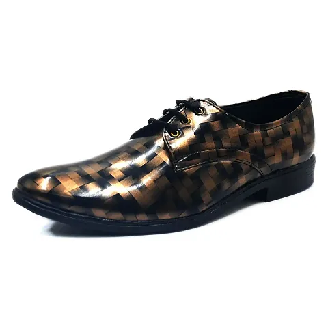 Stylish Golden Patent Leather Formal Shoes For Men