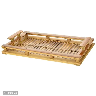 HM Services Cane Handicraft Bamboo Tray -(6x10 Inches,Brown)