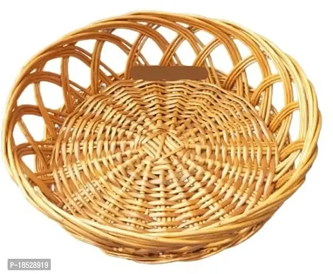 Avika Multipurpose Brown Bamboo Basket Natural Bamboo Round Shape Cane-thumb3