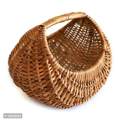 Avika Natural basket for vegetables,Bread, Fruit, Home Decor, Small, 21 x 14.5 x 10cm (Natural)-thumb0