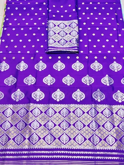 Beautiful Poly Silk Woven Design Saree with Blouse piece