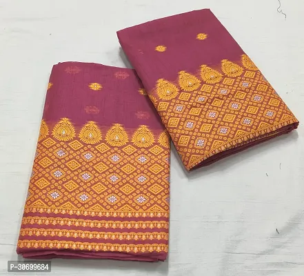 Attractive Cotton Blend Dyed Toss Mekhela Chador Jura-thumb0