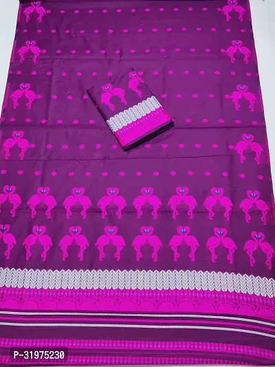 Stylish Cotton Blend Printed Saree with Blouse Piece