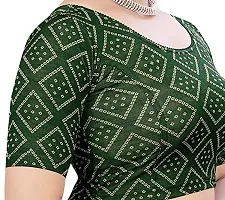 Women's Comfy Stretchable Bandhani Green Blouse-thumb2