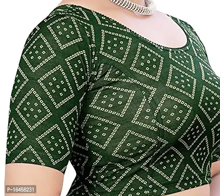 Women's Comfy Stretchable Bandhani Green Blouse-thumb3
