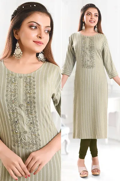 Stylish Cotton Straight Embroidered Kurti