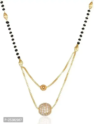 DIMIKI Layered Design Rose Gold Ball Mangalsutra for Women-thumb2