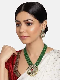 Crystal Long Green Kundan Jewellery set For Girls And Women-thumb2