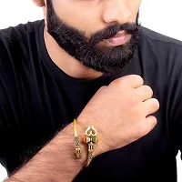 DIMIKI Rudraksh Trishul Damroo Designer Oxidised Golden Adjustable Bahubali Unisex Bracelet Kada for Boys Men and Women-thumb3