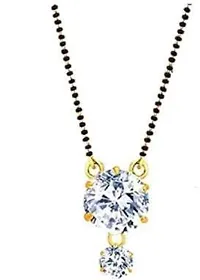 DiMiKi Gold Plated American Diamond Western Design Mangalsutra Combo for Women (18 Inch, Pack of 3)-thumb2