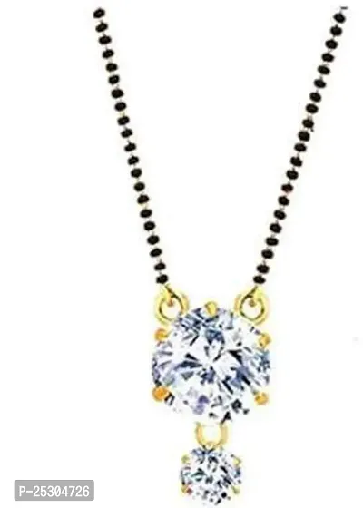 DiMiKi Gold Plated American Diamond Western Design Mangalsutra Combo for Women (18 Inch, Pack of 3)-thumb3