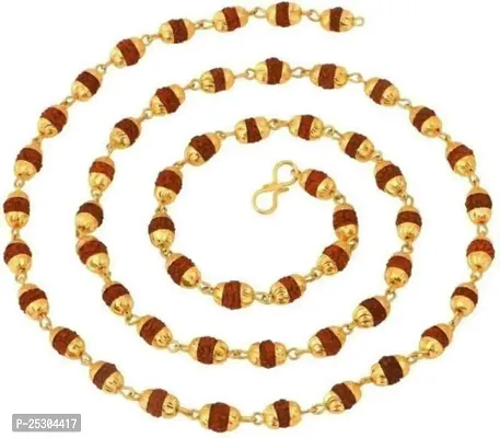 DIMIKI Shiv Rudraksh Spiritual Gold Plated Necklace Chain for Men and Women-thumb0