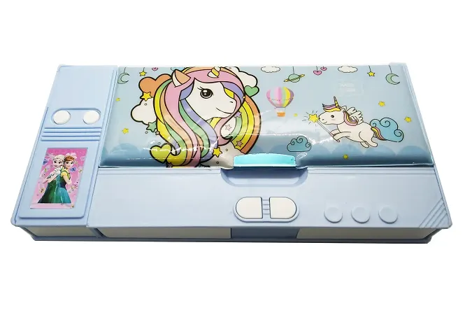 JOY MAKER Kids Pen & Pencil Box  Suitcase Style Password Lock Pencil Case,  Multi-Layer
