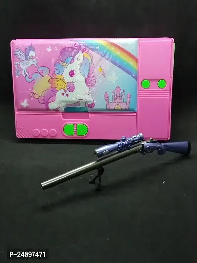 Pencil case//pencil box for kids//jumbo pencil case// unicorn pencil box with gun pen for kids-thumb0