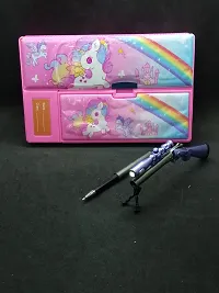 Pencil case//pencil box for kids//jumbo pencil case// unicorn pencil box with gun pen for kids-thumb1