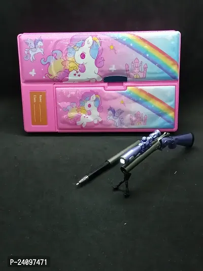 Pencil case//pencil box for kids//jumbo pencil case// unicorn pencil box with gun pen for kids-thumb2