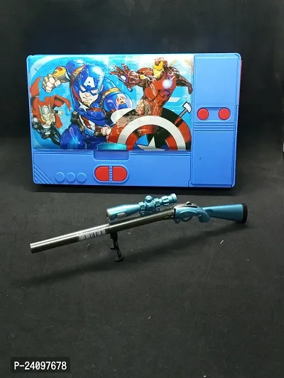 Pencil case//pencil box for kids//combo pencil case//avenger pencil box with gun light pen for kids