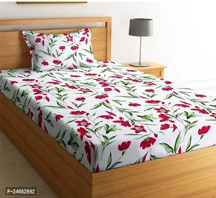Stylish Polycotton Printed Single Bedsheet With Pillow Cover