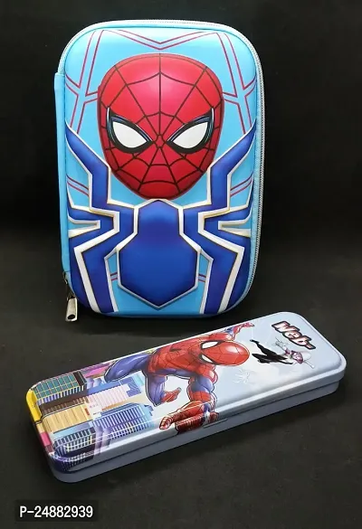 pencil pouch for kids//combo set stationery for kids//spider man pencil pouch with geometry for boys/girls