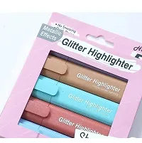 Glitter Highlighters Pens Glitter Markers Set Of 4, Shiny Colors Metallic Effect, Journaling and Note Taking - Study Supplies, No Smearing, Quick dry (Multicolor)-thumb1
