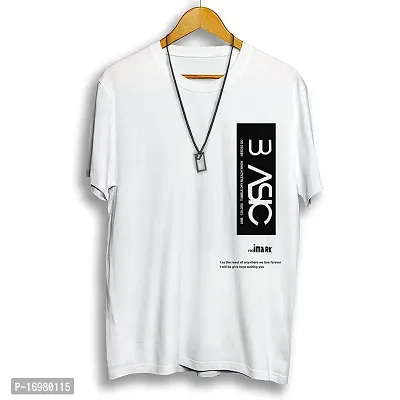 Reliable White Cotton Blend Printed Round Neck Tees For Men-thumb0