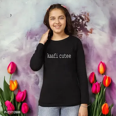 Stylish Fancy Cotton Blend Printed Round Neck T-Shirt For Girls