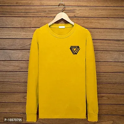 Reliable Yellow Cotton Blend Printed Round Neck Tees For Men