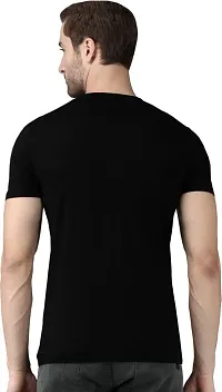 Reliable Black Cotton Blend Printed Round Neck Tees For Men-thumb1