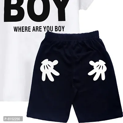 KIDDY STAR Cotton Printed Boys Top and Bottom Set/Tshirt-Shorts Combo-thumb3