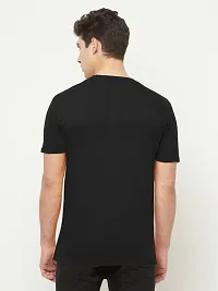 Reliable Black Cotton Blend Solid Round Neck Tees For Men-thumb1