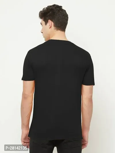 Reliable Black Cotton Blend Solid Round Neck Tees For Men-thumb2