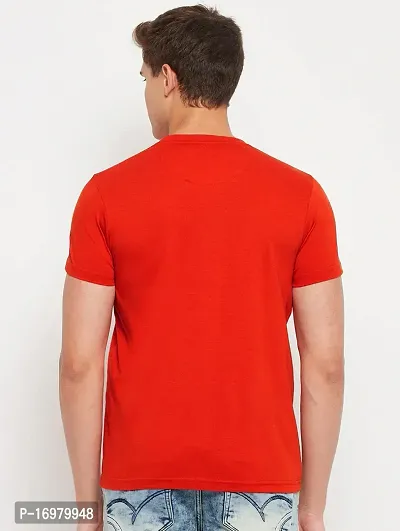 Reliable Red Cotton Blend Printed Round Neck Tees For Men-thumb2