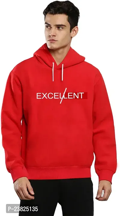 Elegant Red Cotton Blend Printed Long Sleeves Hoodies Sweatshirts For Men