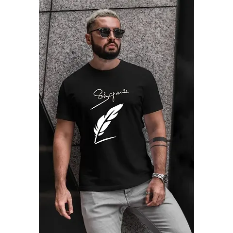 Short-sleeve Cotton blend Round Neck Tees for Men