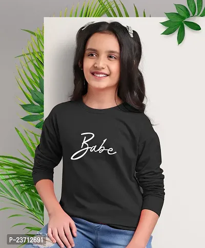 Stylish Fancy Cotton Blend Printed Round Neck T-Shirt For Girls
